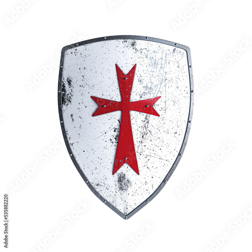 Photography Damaged with scratches Templar shield.