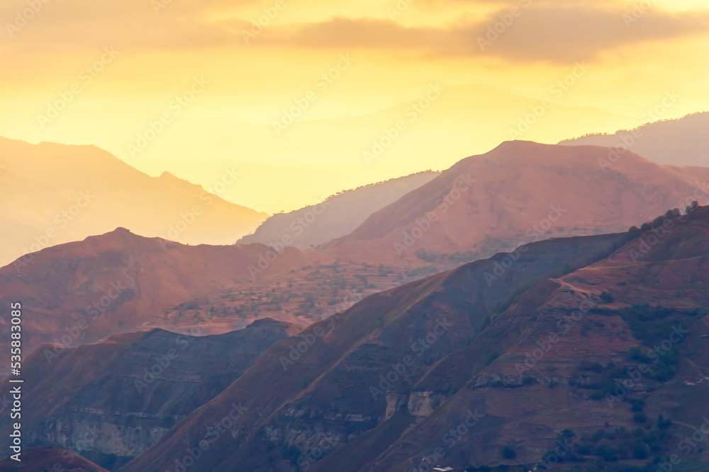 Sunrise in the Caucasus Mountains, Dagestan.