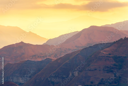 Sunrise in the Caucasus Mountains  Dagestan.