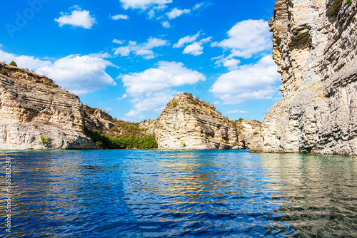 Turquoise mountain lake among the rocks. © lizavetta