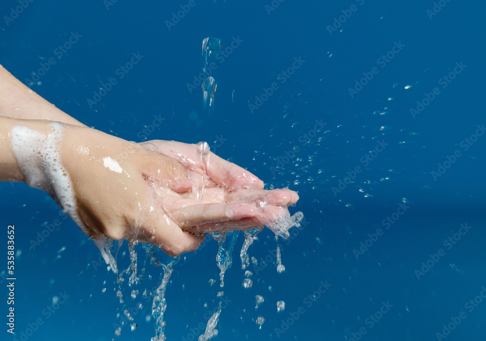 Clean up the foam on blue background