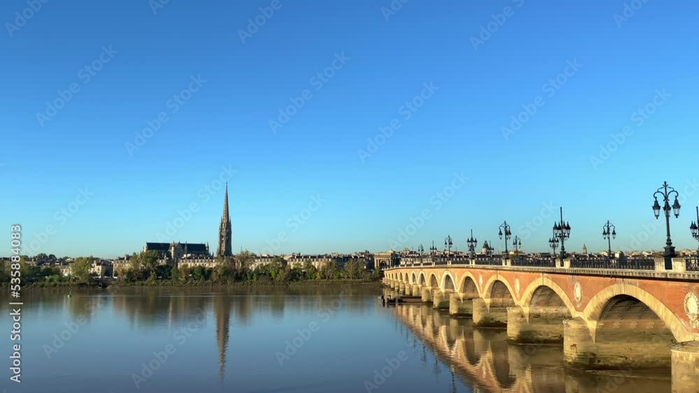 Bordeaux city and Garonne river on a summer day in France Bordeaux city and Garonne river on a summer day in France