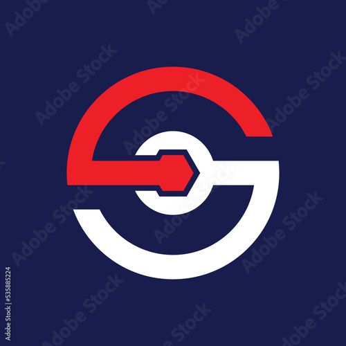 S Letter Automobile  Repairing Workshop Garage  Tools Fix Setting Logo