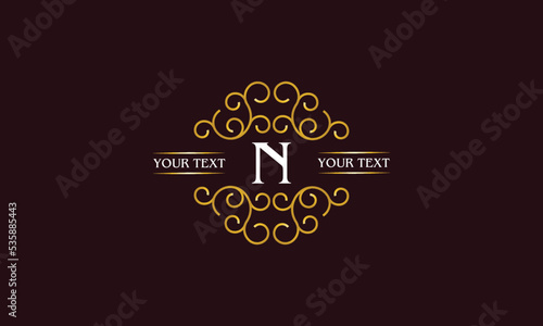 Letter N monogram line graphics. Label logo design, company emblem, restaurant, boutique, page
