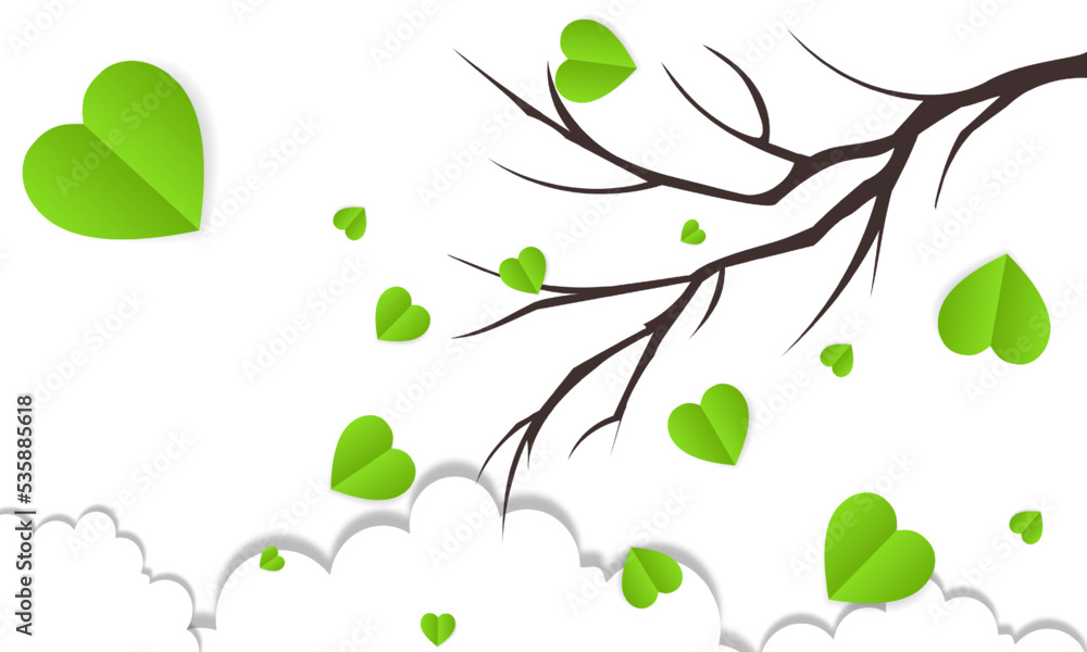 Tree with heart shaped leaves that blow in the wind.