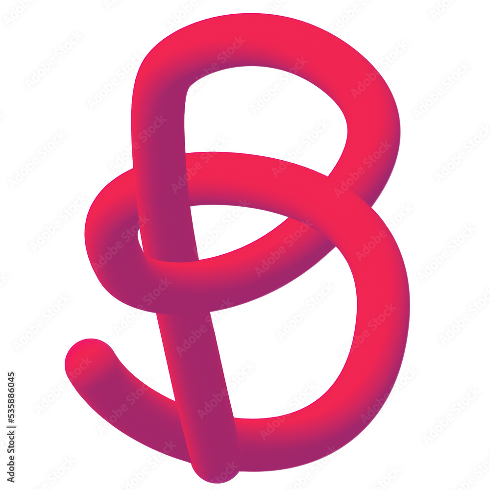 3D Rounded Gradient B alphabet.