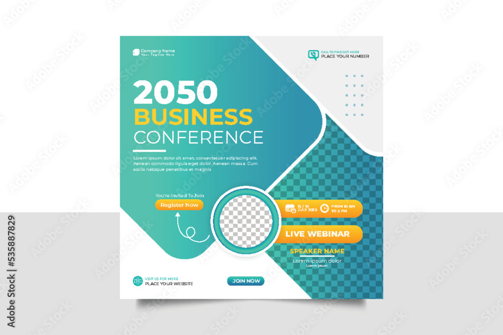 Online Business Conference live webinar social media post banner invitation and social media post template. Online Business Conference live webinar social media post banner invitation and social media post template.