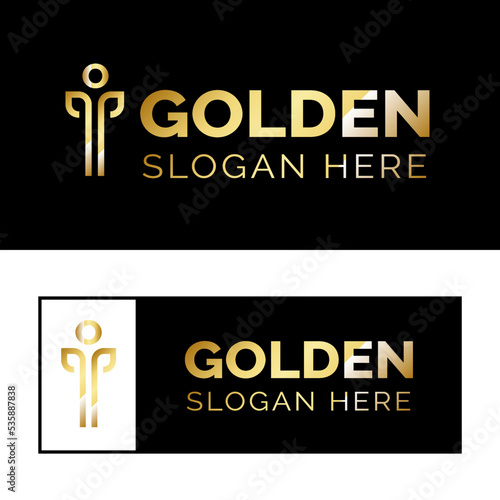 Business logotype design of stylized person or people luxury, premium business.