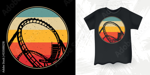 Funny Amusement Park Retro Vintage Theme Park Roller Coaster T-Shirt Design