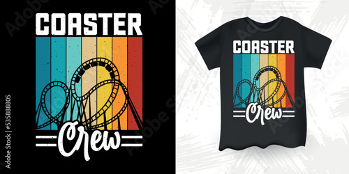 Coaster Crew Funny Amusement Park Retro Vintage Theme Park Roller Coaster T-Shirt Design