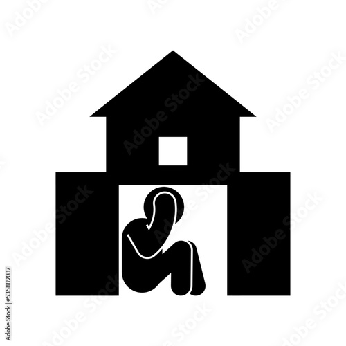 Sign hide in the basement. Vector illustration