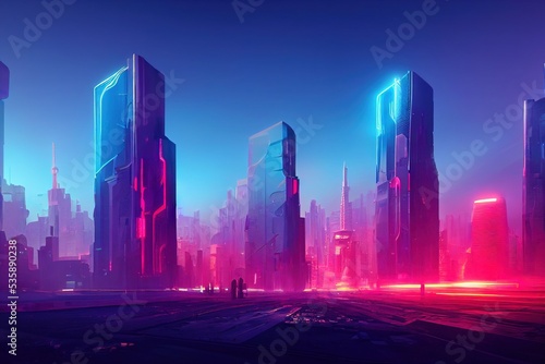 Futuristic city wallpaper. Ai generated image  is not based on any real image