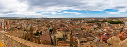 Panoramic of Huesca and its region, from the tower of the cathedral, in the province of Aragon, Spain photo