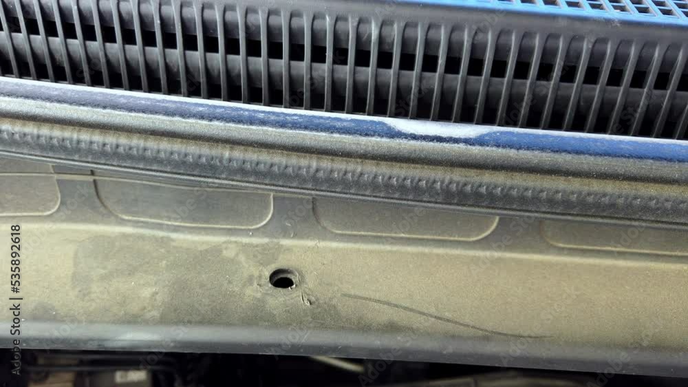 Car hood gasket. Concept: car safety and security Car hood gasket. Concept: car safety and security