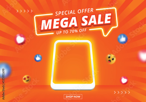 sale banner with blank space podium for product sale template design.