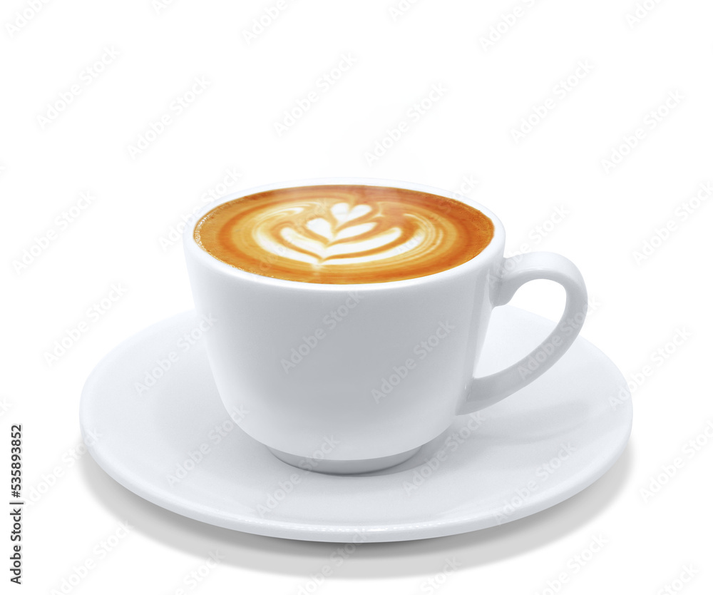 Fototapeta premium カフェラテ 飲み物 イラスト 上 リアル ホット