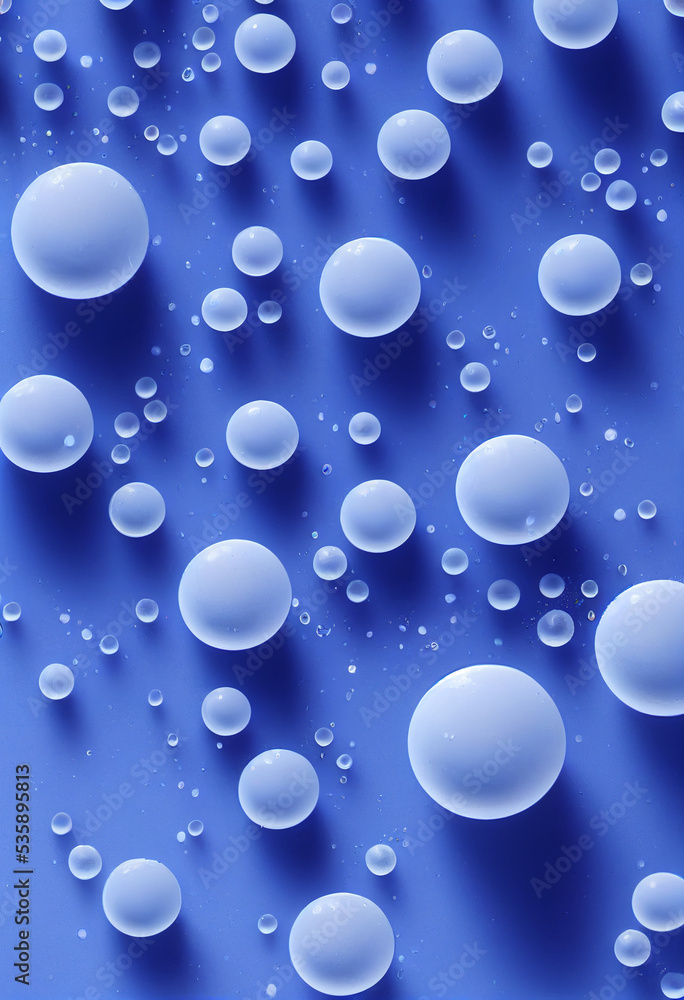 3d illustration pattern water droplets blue background