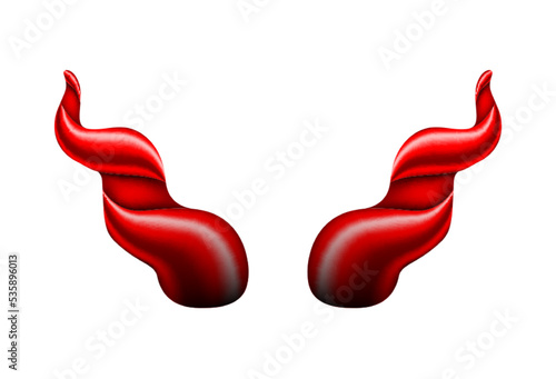 Realistic red and black Halloween Devil Horns . Satan demon accessories.