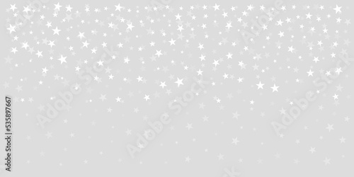 Silver stars vector background, sparkling Christmas confetti falling isolated on white. magic shining flying stars glitter backdrop, sparkle border