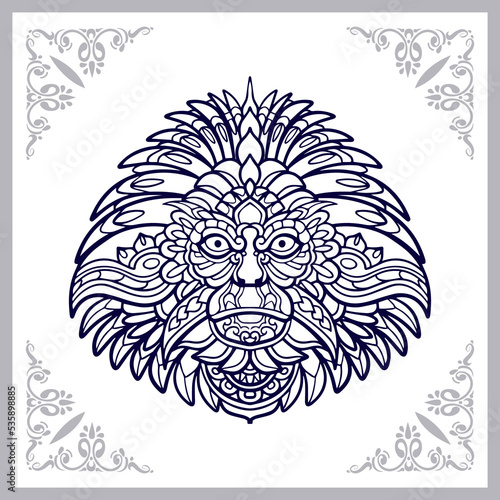 Monkey head mandala arts isolated on white background