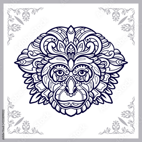 Monkey head mandala arts isolated on white background