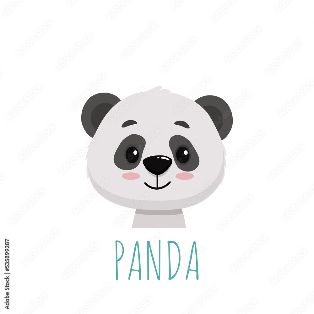 Cute cartoon panda bear face.Panda icon. Cute cartoon panda bear face.Panda icon.