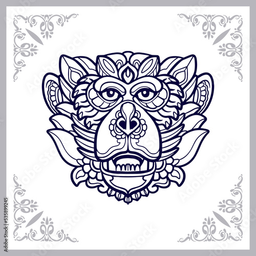 Monkey head mandala arts isolated on white background
