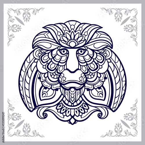 Monkey head mandala arts isolated on white background