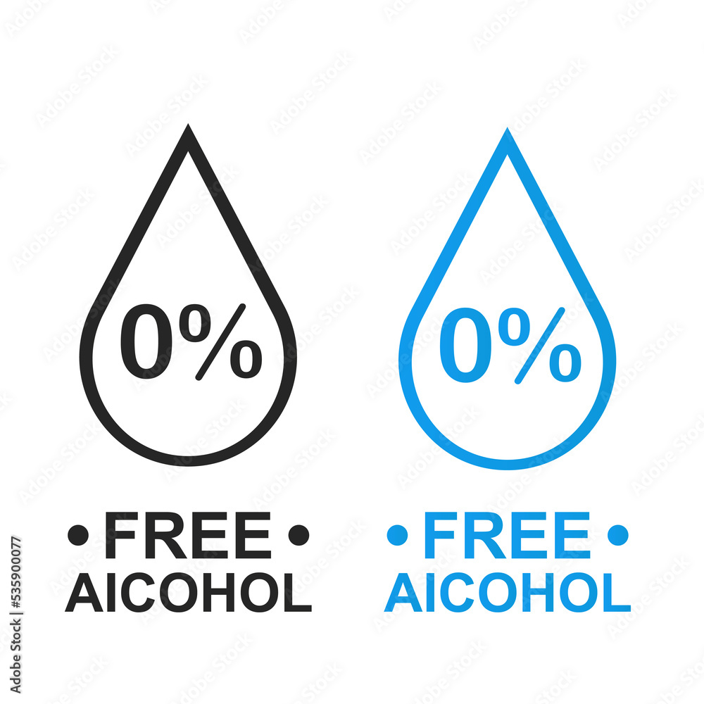 Free alcohol 0%. Vector illustration Free alcohol 0%. Vector illustration