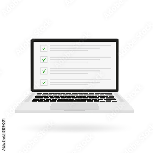 Action plan on a laptop. Vector illustration