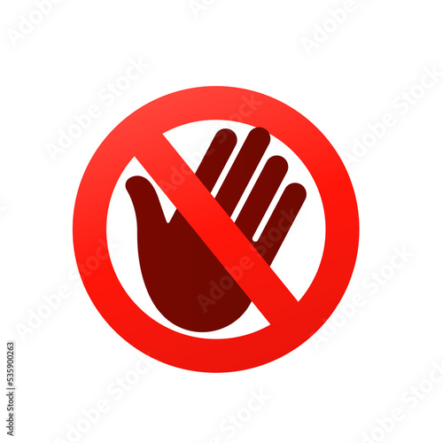 Stop hand icon on a white background. Vector illustration