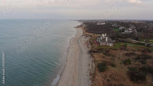 Aerial 4K Footage Of Waves on Dionis Beach, Nantucket Island photo