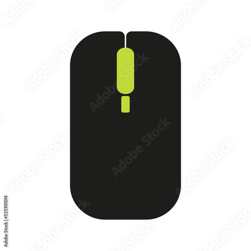 Wireless computer mouse pc accessory black flat. Modern lacquer plastic minimal style element touch mechanic click scroll work game device concept icon techno ads electronics mobile app site isolated