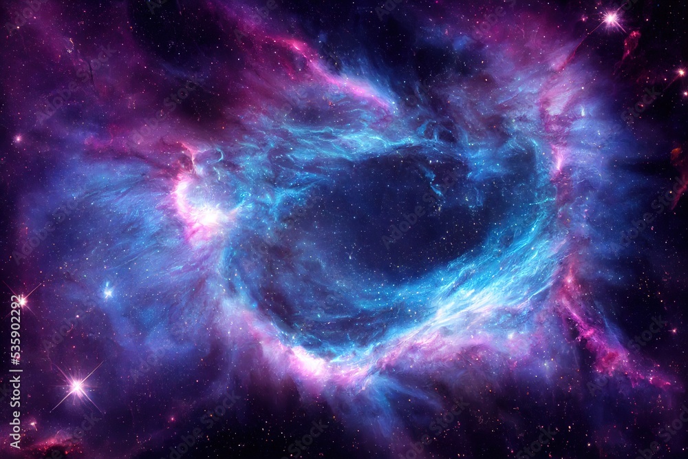 Stunning nebula in outer space. AI generated background is not based on any real image.