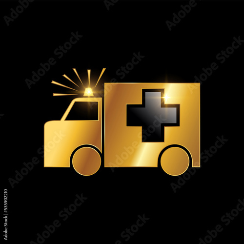 Golden Luxury Ambulance Car Icon