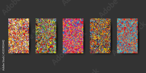 Set of bright colorful posters. Design placards for wall decor, interior, theme parties,. Abstract expressionism. 50s style. Vector illustration in retro style.