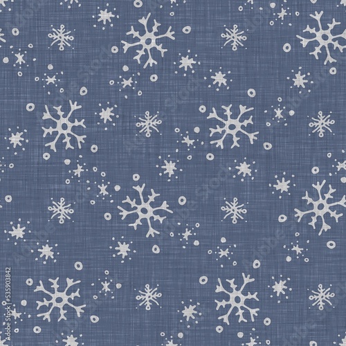 Fotografia, Obraz Seamless christmas snowflake woven linen pattern