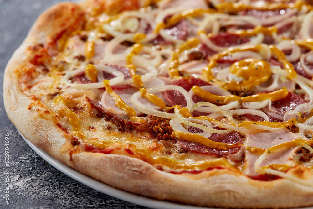 italian pizza on the dark background italian pizza on the dark background
