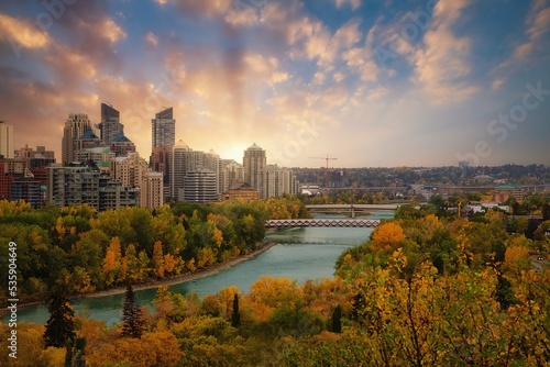 Fall Sunset Over Downtown Calgary photo