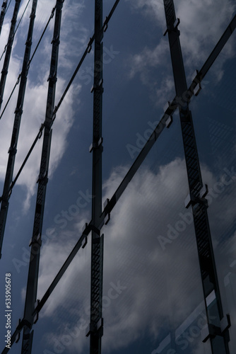 architecture photography looking up perspective sky clouds reflection on curtain wall glass Buenos Aires, Argentina