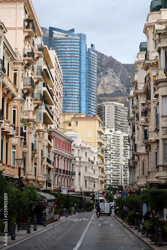 Monaco, Monaco - 02.10.2022: Typical street with beautiful facades of the Principality of Monaco