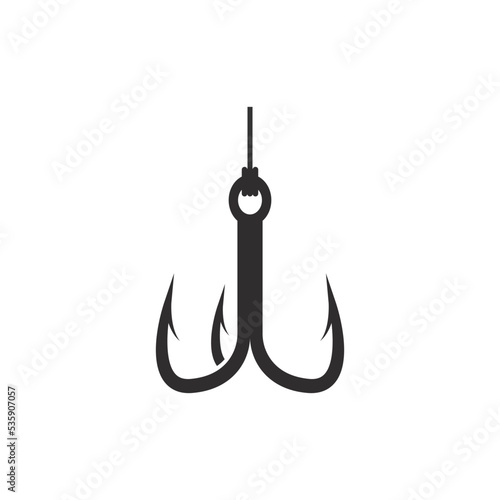 Fishing hook icon shape silhouette. Vector illustration. Isolated on white background.
