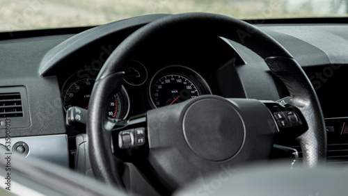 Car Interior Dashboard Steeringwheel Speedometer/Tachometer © president