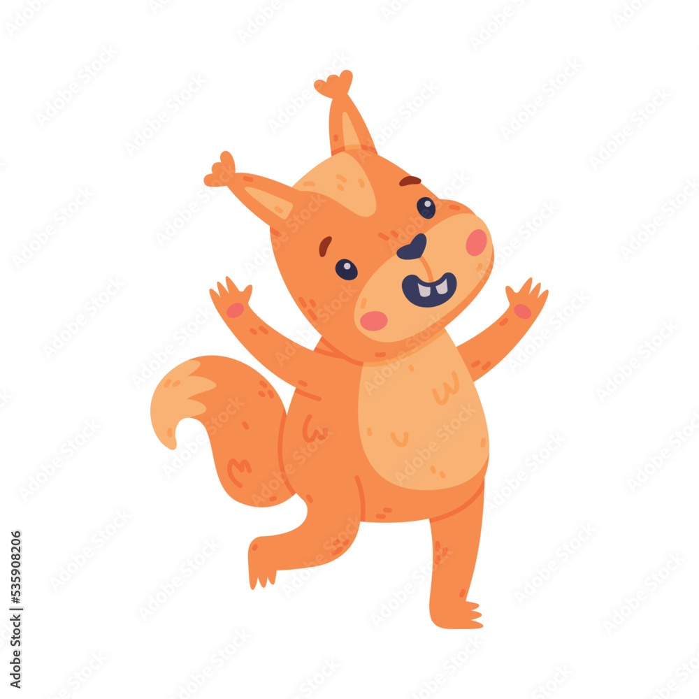 Funny Squirrel Character with Bushy Tail Cheering Vector Illustration Funny Squirrel Character with Bushy Tail Cheering Vector Illustration