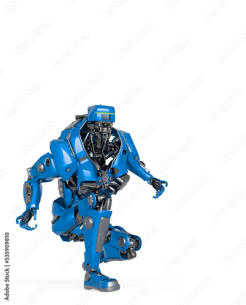 master robot you are crouched and ready for action in white background master robot you are crouched and ready for action in white background