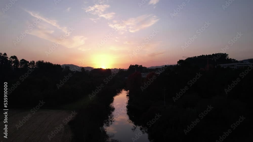 River Sunset Aerial View 4k River Sunset Aerial View 4k