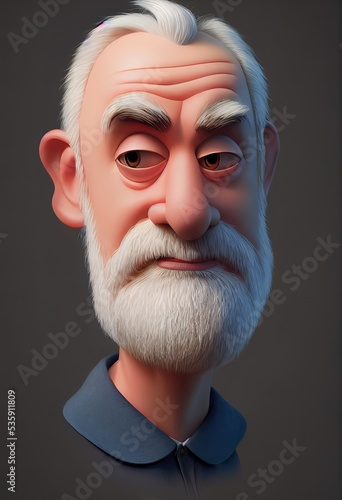 Steam era old inventor traditional vintage portrait. Animated movie character design isolated. Animation 3d digital art style, realistic light render. 3D illustration.