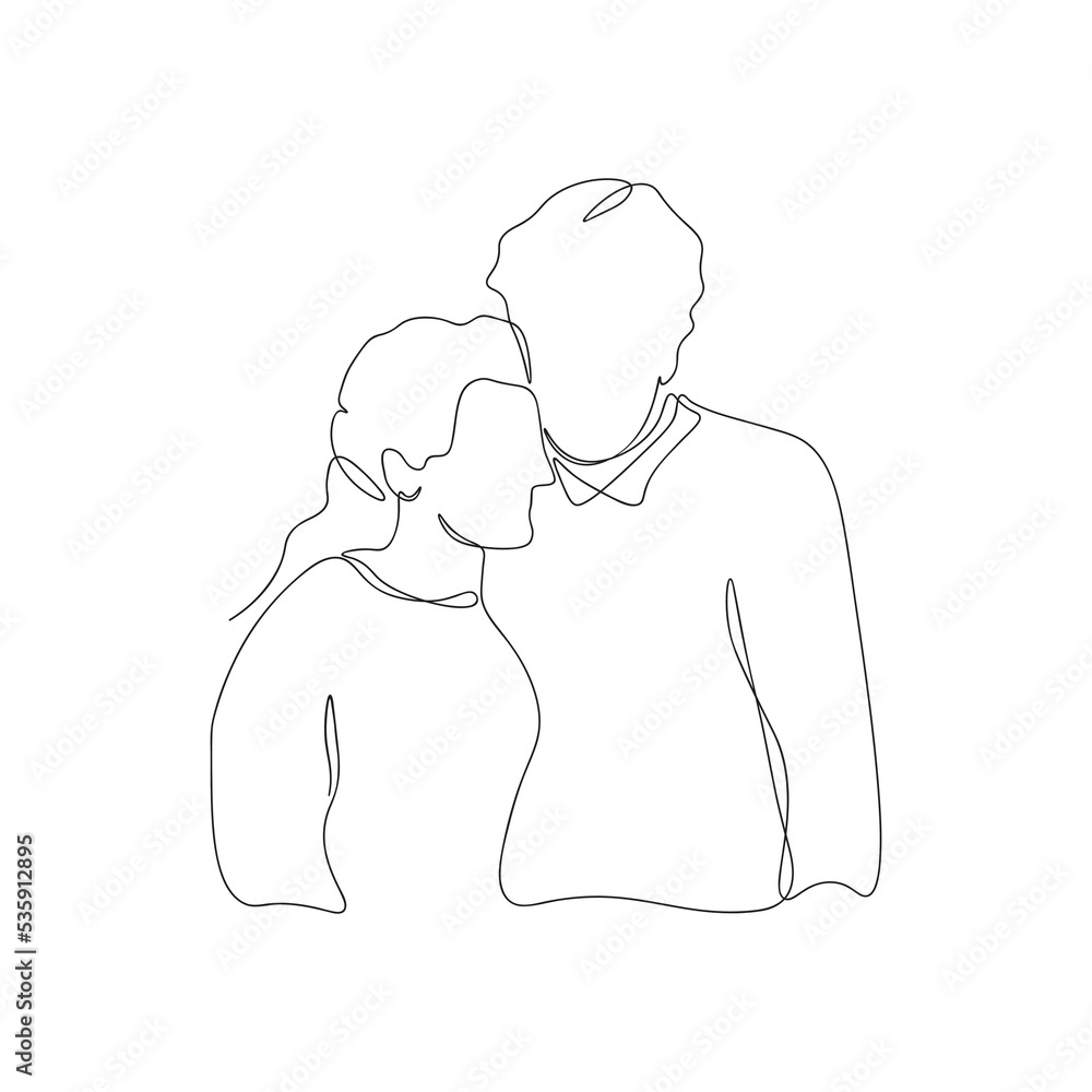 Continuous one line art of lovely couple