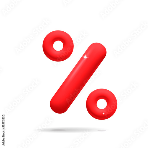 3d vector red  percent discount sign realistic render design.  Shopping sale label tag. Black Friday, online shopping, digital marketing and promotion advertisement concept.