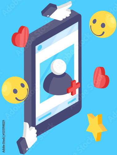 Add new friend in social network concept, user finds new contact. Digital friends and online communication. Virtual network symbol for internet user account. Worldwide connection, global media system